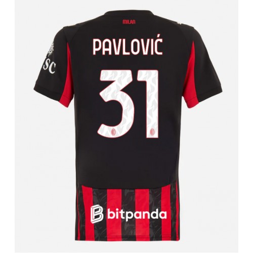 AC Milan Strahinja Pavlovic #31 Fußballbekleidung Heimtrikot Damen 2025-26 Kurzarm